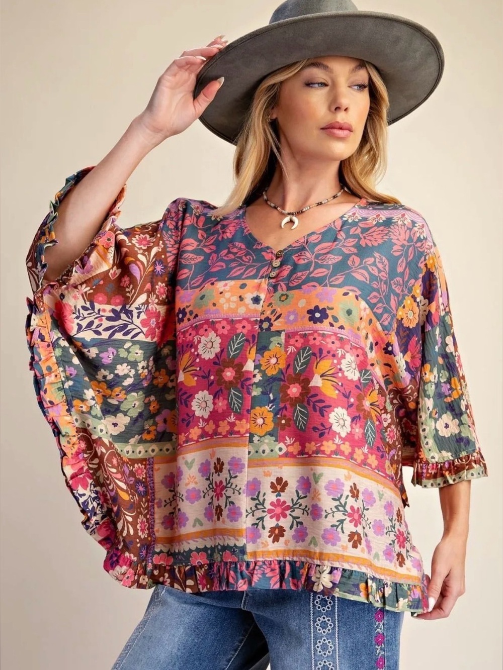 New easel  boho floral top small medium large